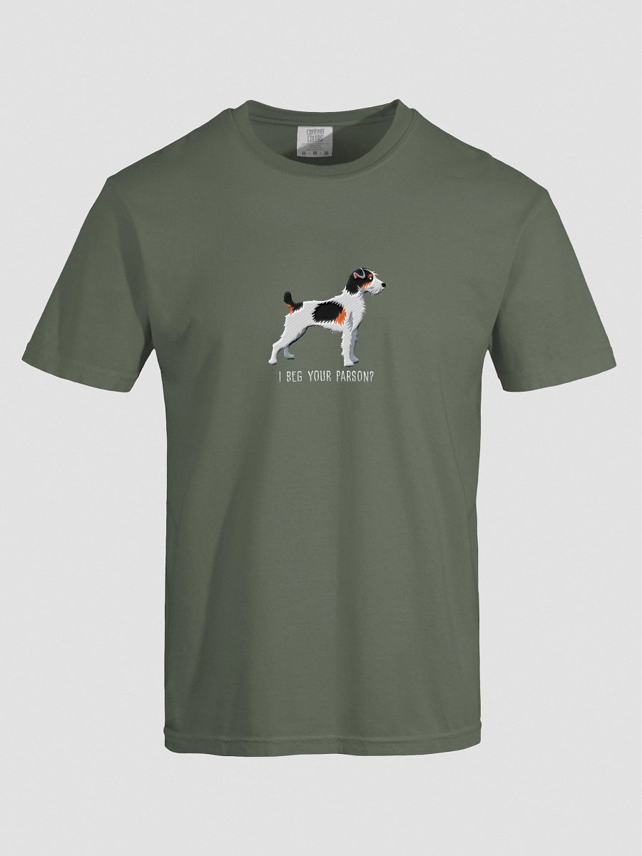 I Beg Your Parson? T-Shirt(Embroidered) of a Parson Russell Terrier(Tricolor) product image (27)