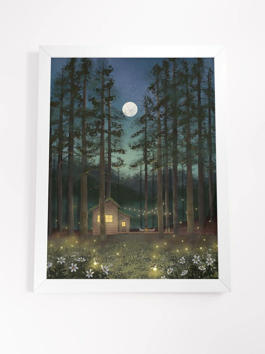 Framed Art Print - Cabin in the Woods Under a Full Moon product image (4)