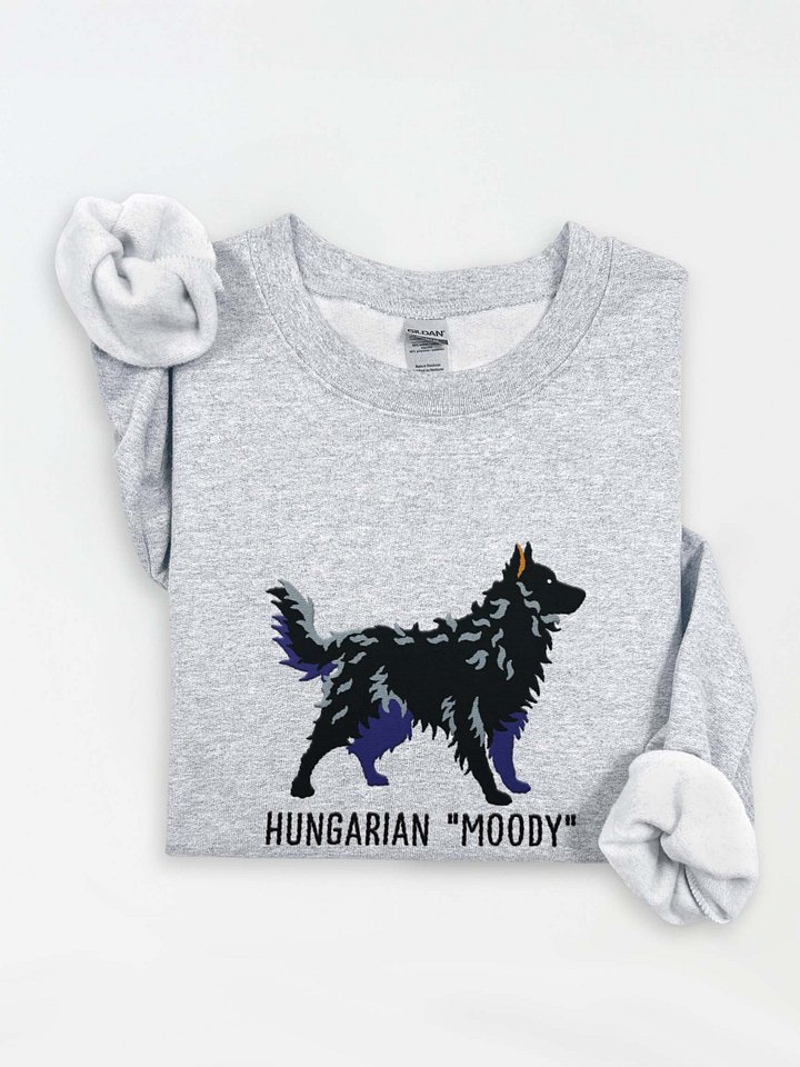 Hungarian Moody Sweatshirt (Embroidered) of a Hungarian Mudi(Black) product image (1)