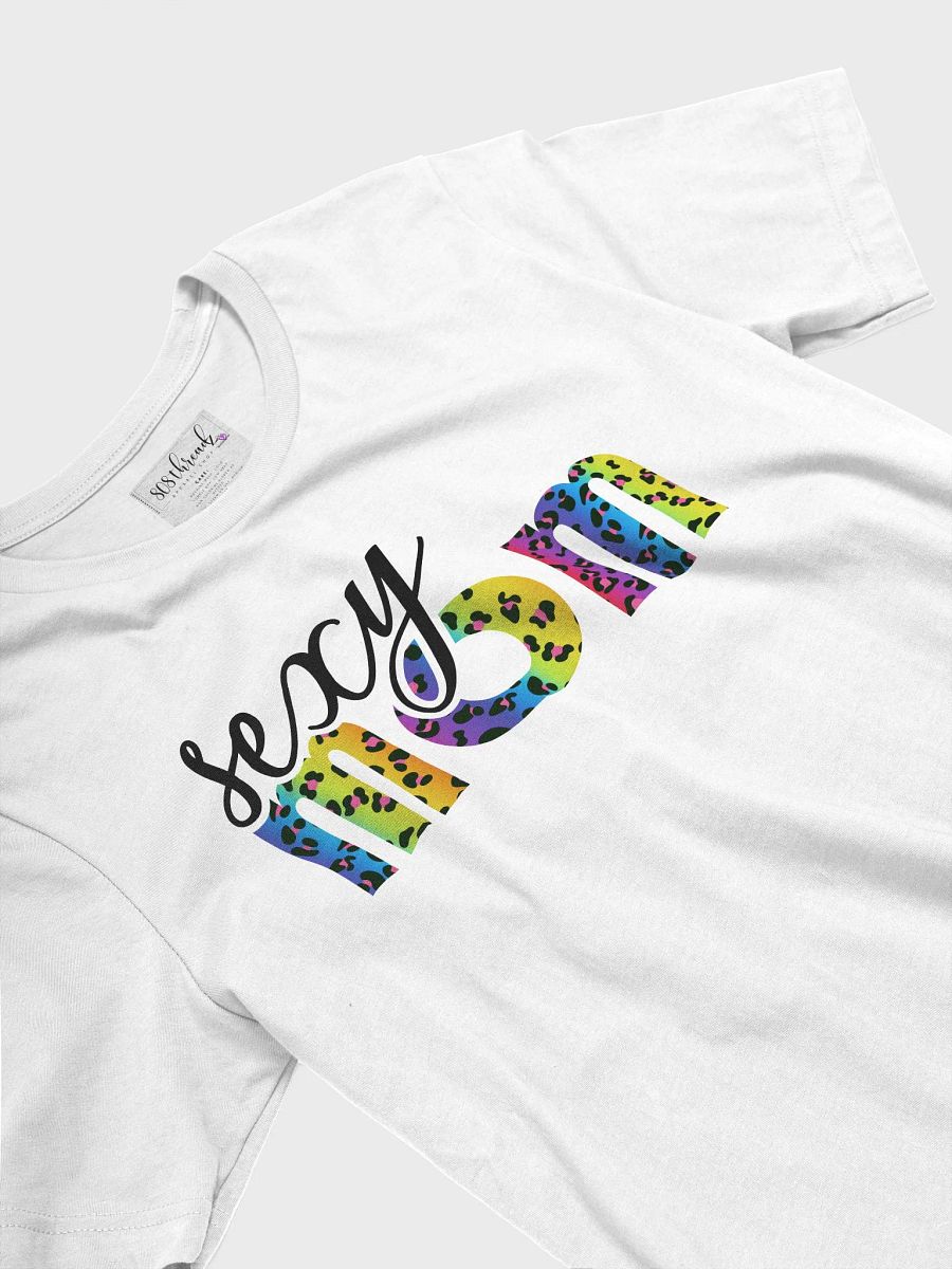 Sexy Mom T-Shirt; Black with Bright Rainbow Leopard Pattern product image (3)