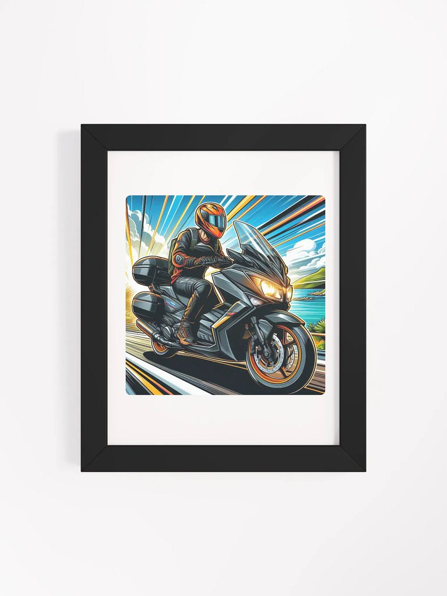 Ride On - Framed Matte Motorcycle Poster | automatic motorbike biker on the way AI work product image (102)