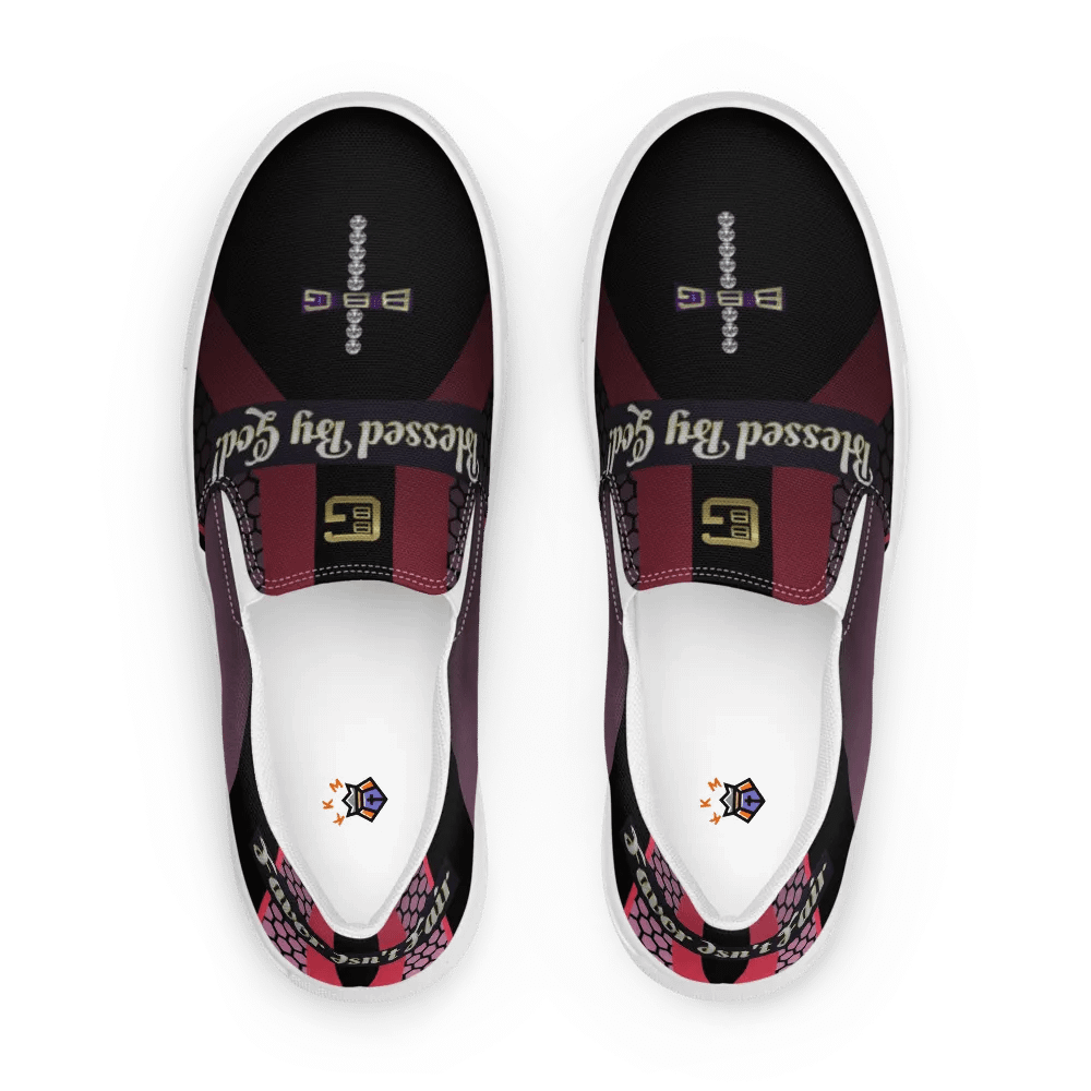 BBG Diamond Cross Black and Purple Men's Slip Ons V2 product image (1)