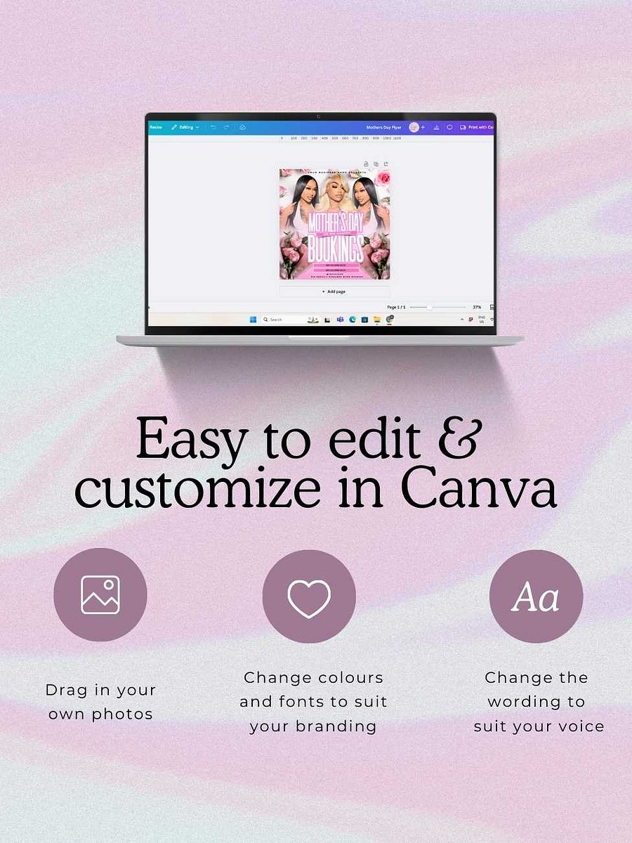 Mother's Day Bookings Open Appointments Flyer - Pink Rose Theme - Customizable Canva Template product image (3)