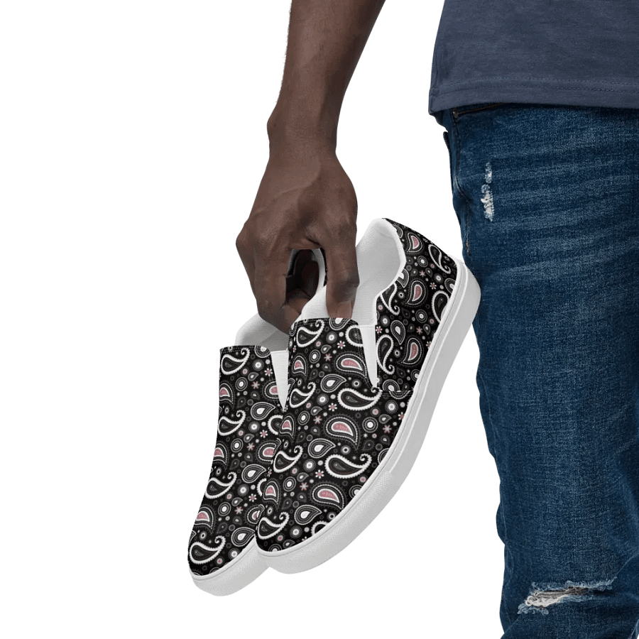 Black Paisley Dreams Men's Slip-On Shoes product image (6)