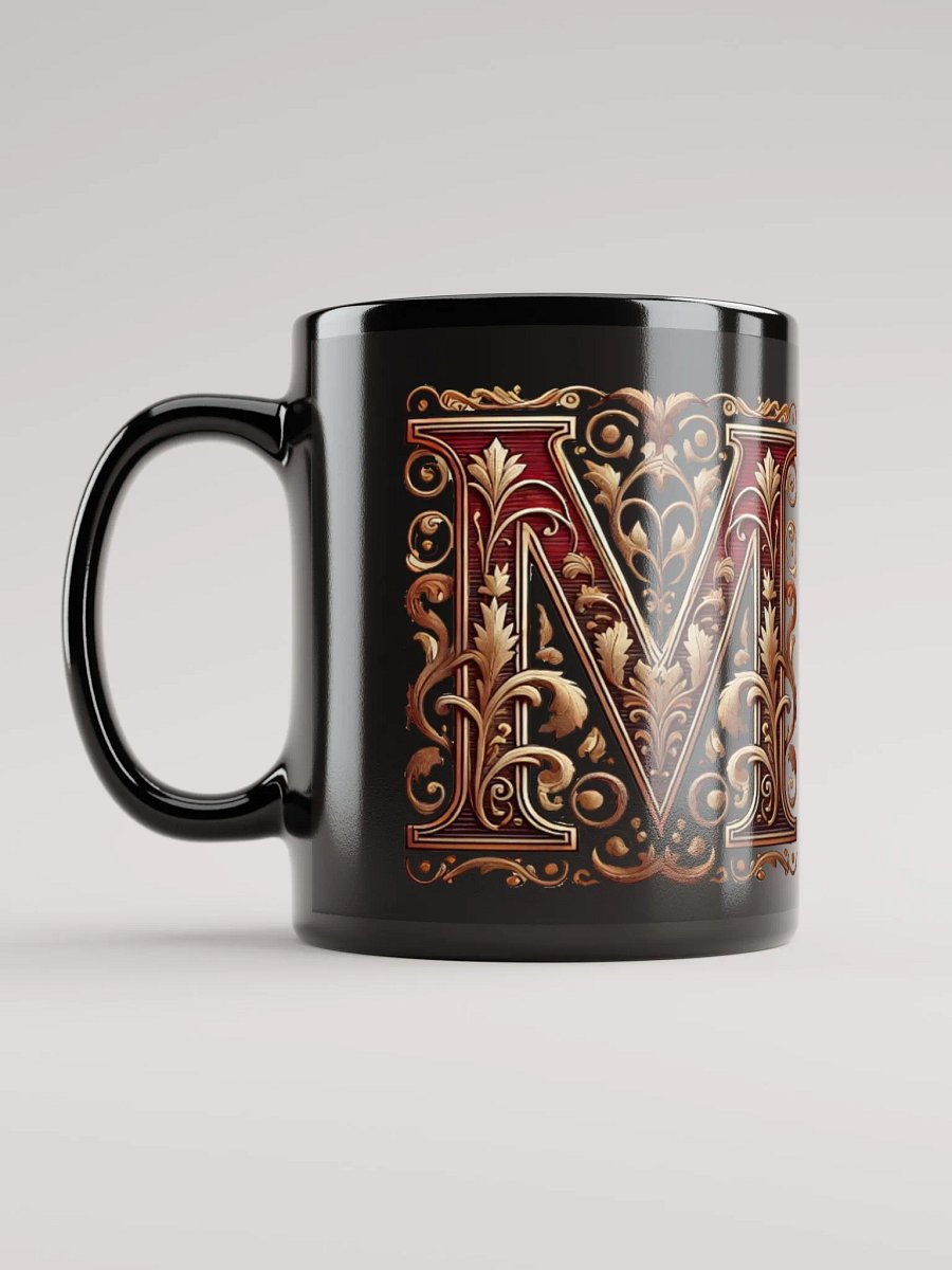 Victorian Letter 'M' Black Glossy Mug product image (12)