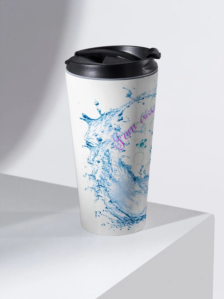 Camelback water bottle with beautiful swirly blue water splash and drops design featuring “ I am blessed’ product image (2)