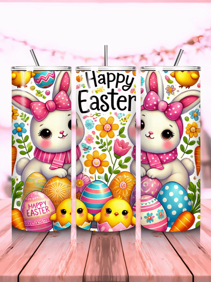 Joyful Easter Skinny Tumbler Wrap – 20oz Sublimation PNG Design – Festive Holiday Elements – Instant Digital Download – High-Resolution 300 DPI product image (1)