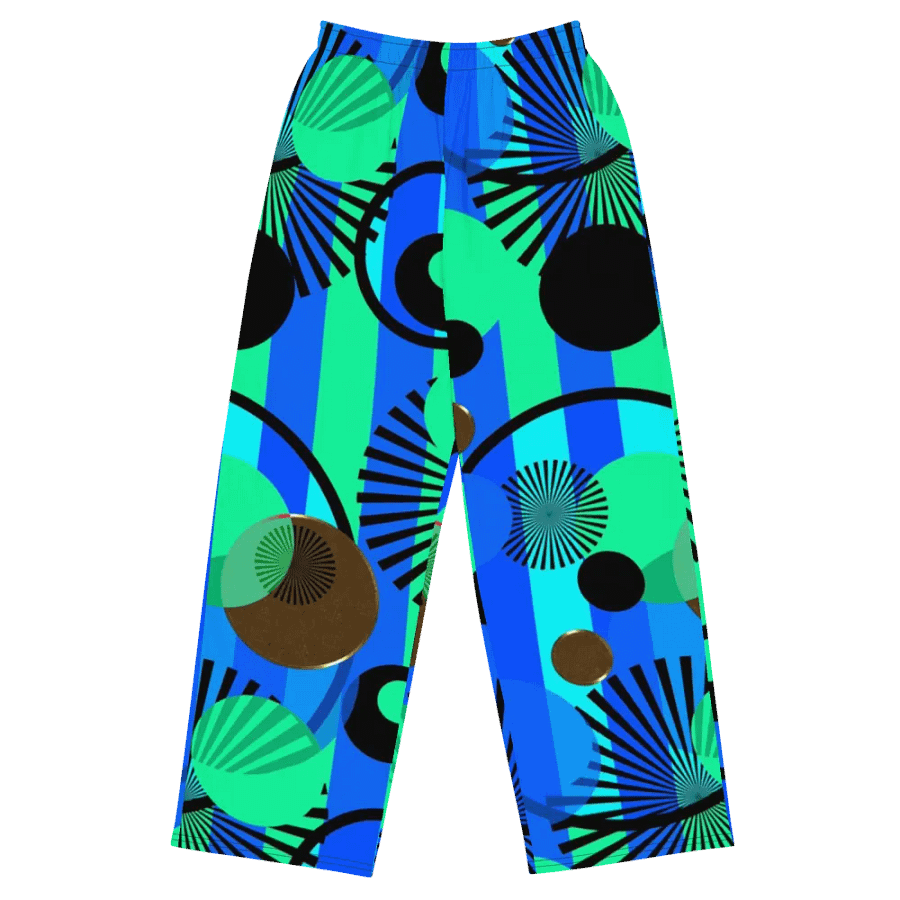 Blue Green Stripes and Dots Wideleg Pants product image (2)