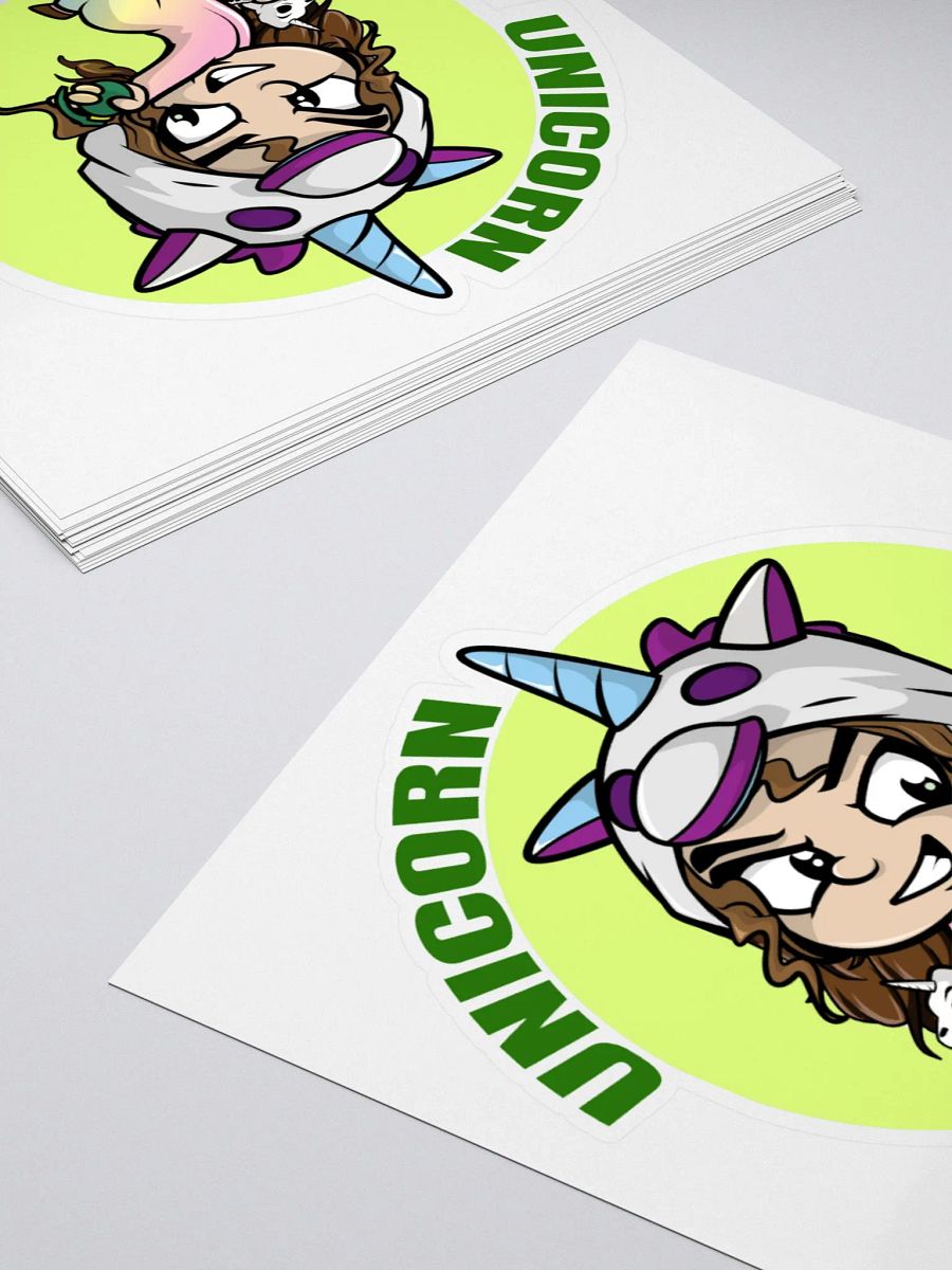Unicorn Kid Kiss-Cut Sticker Green product image (11)