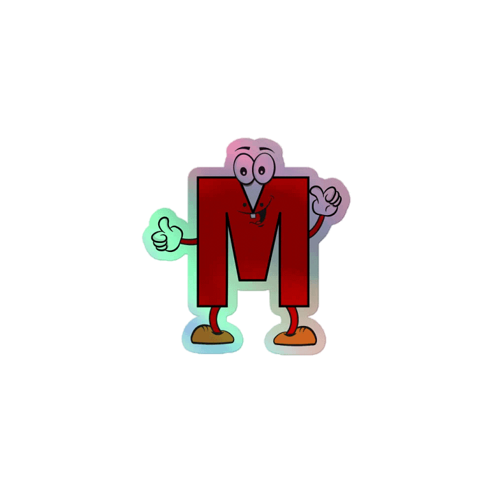 M Letter Cartoon Character Holographic Sticker product image (1)