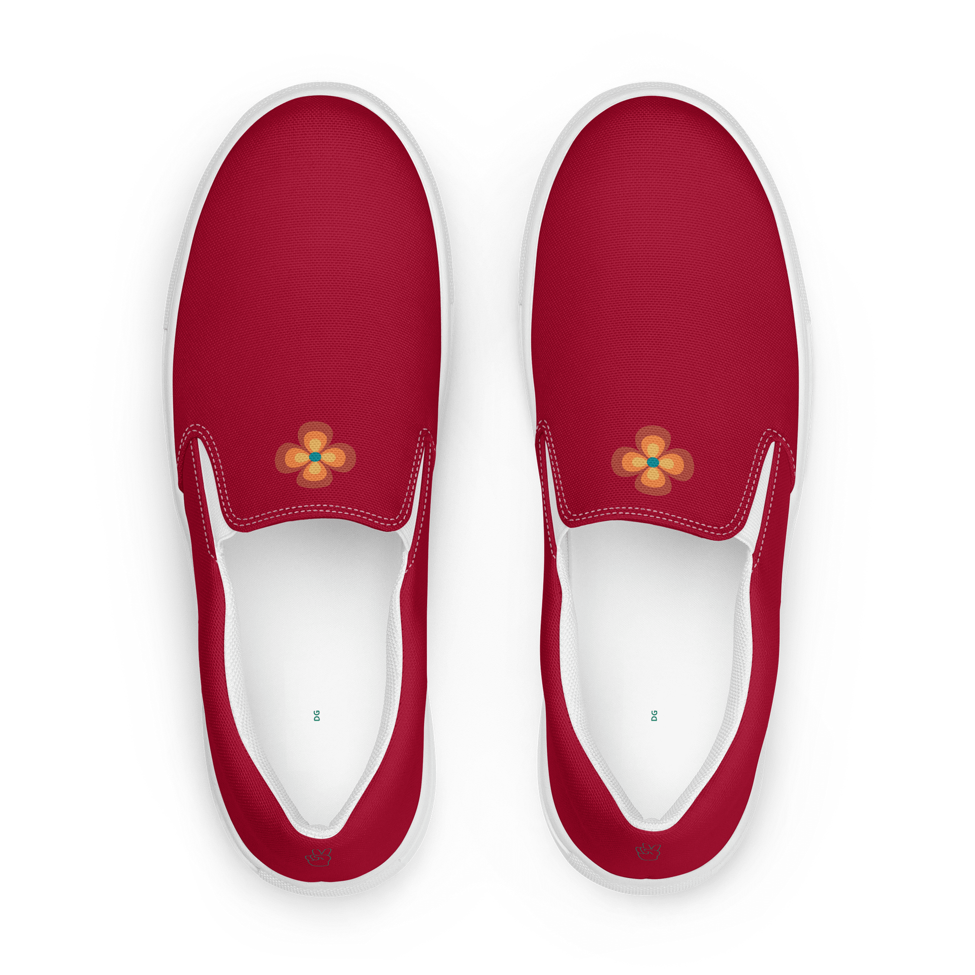 Maroon Groovy Flower Women's Canvas Slip-Ons product image (1)