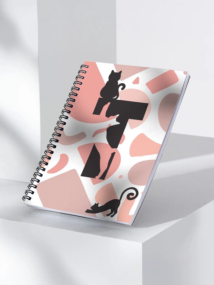 Monogram Letter T Cat Lover Geometric Pinks Notebook product image (3)