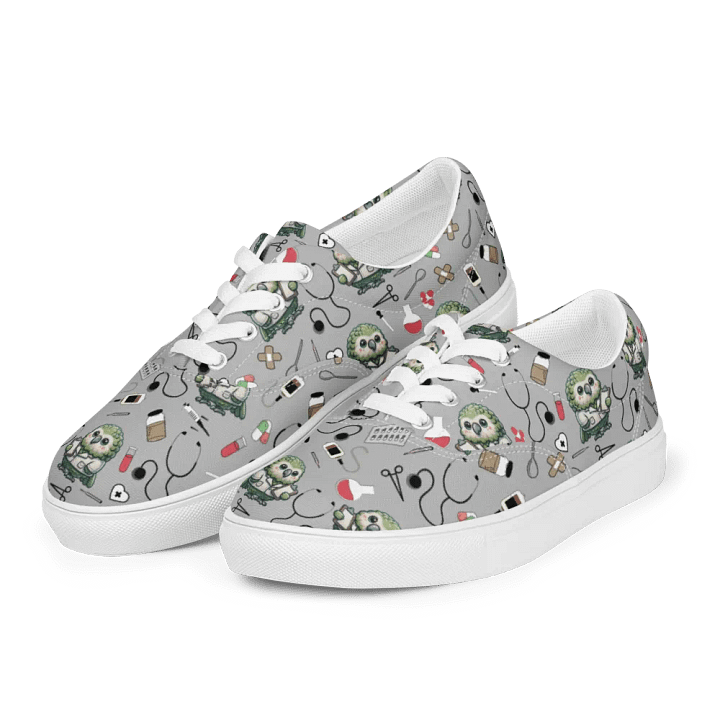 Cute Medical Kakapo Lace-up Canvas Shoes (Grey) product image (1)