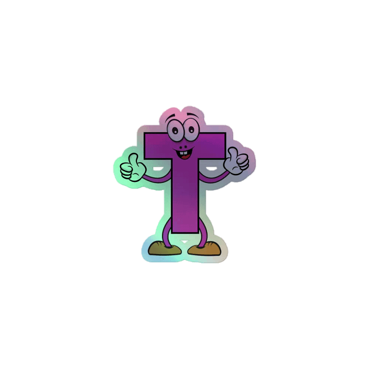 T Letter Cartoon Character Holographic Sticker product image (1)