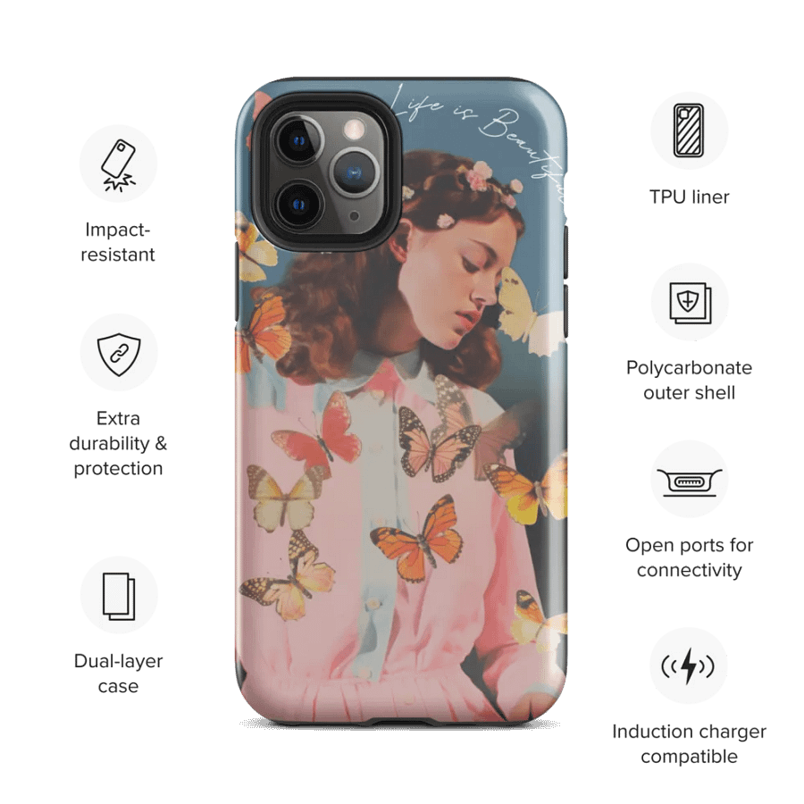 'Life is Beautiful' Butterfly Dreams iPhone® Tough Case product image (3)