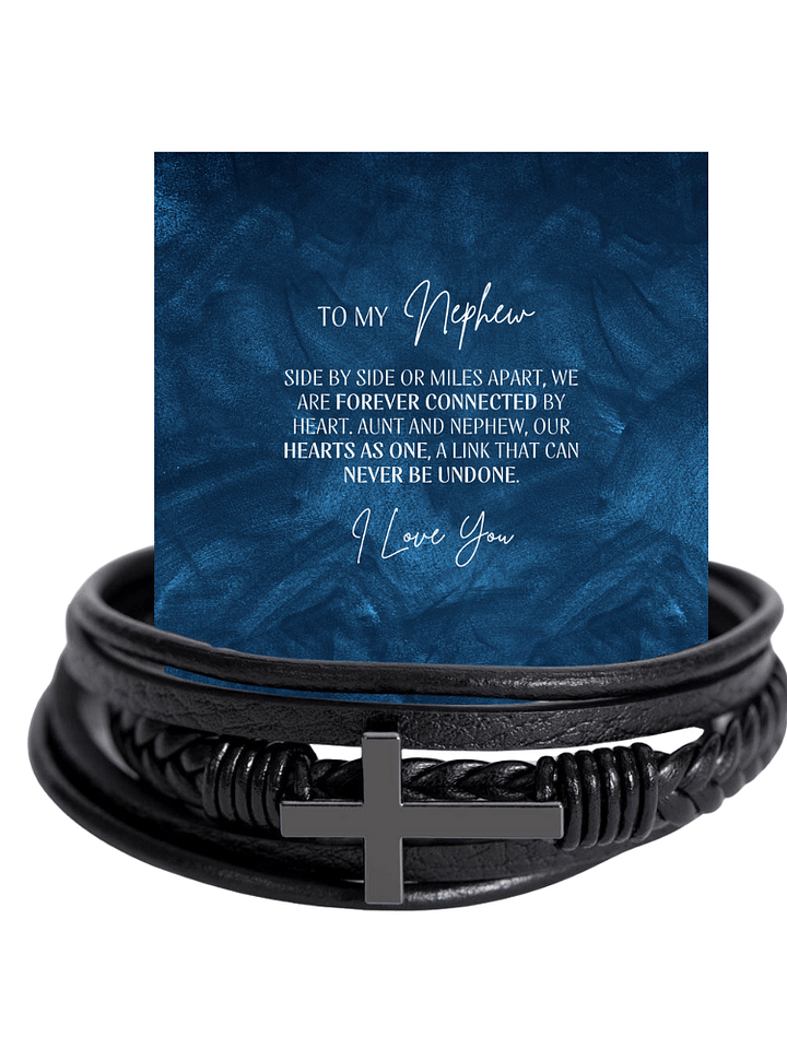 Nephew Cross Bracelet From Aunt - Forever Connected By Heart product image (1)