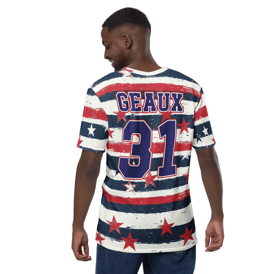 Geaux 31 (On Back) - Vintage Stars & Stripes Pattern Tee product image (12)