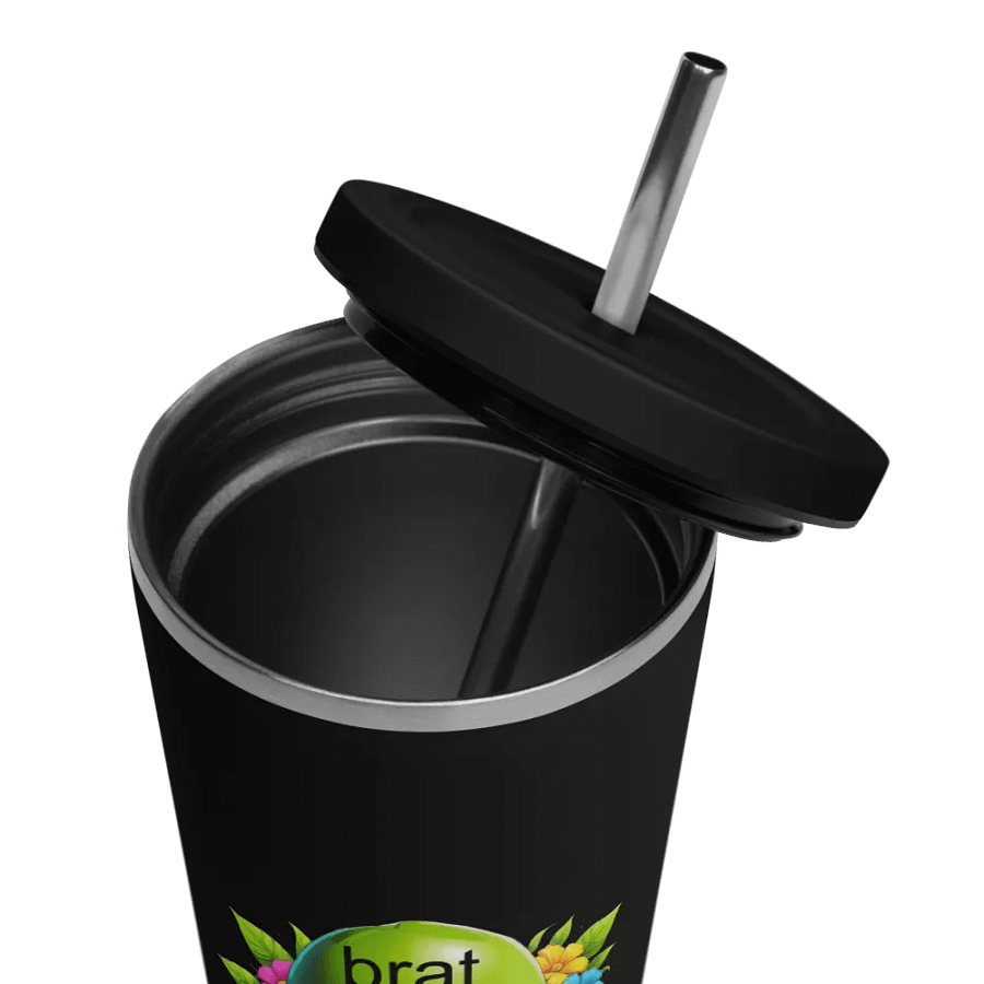 Brat 20 oz Tumbler Cup - Black - Insulated Tumbler with a Straw v6 product image (11)