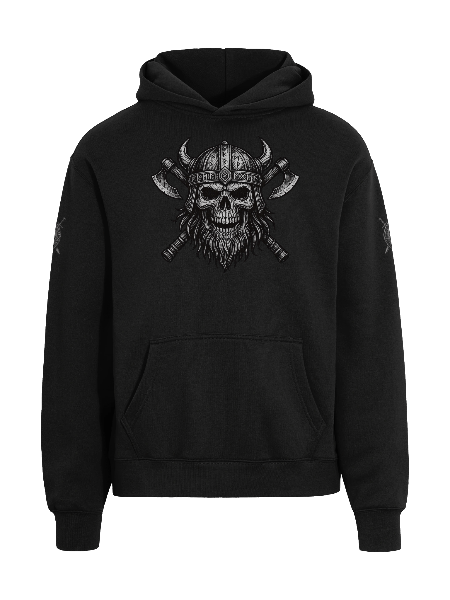 AS Colour Unisex Premium Oversized Hoodie - Norse Skull Front with Shield Sleeve Design product image (3)