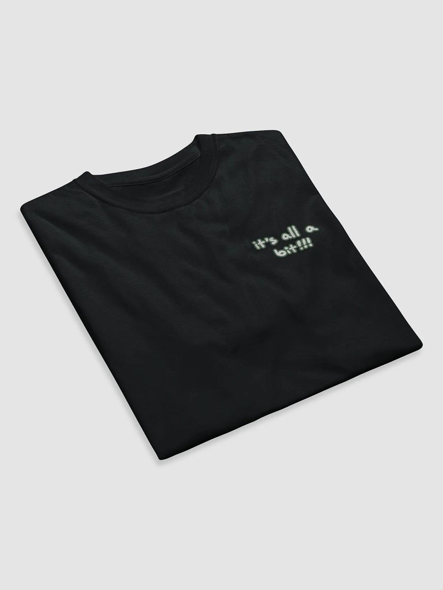 “It’s all a bit!!!” (sm. lined design, #527453) unisex eco tee product image (7)
