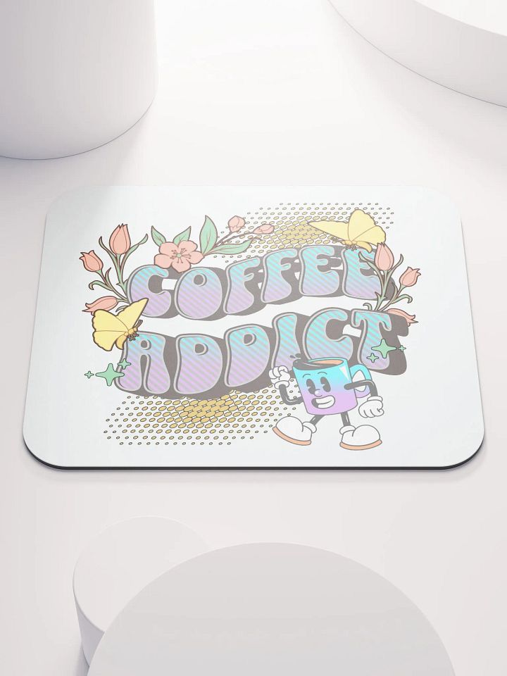 Coffee Addict Mascot Mug Whimsical Mouse Pad product image (1)