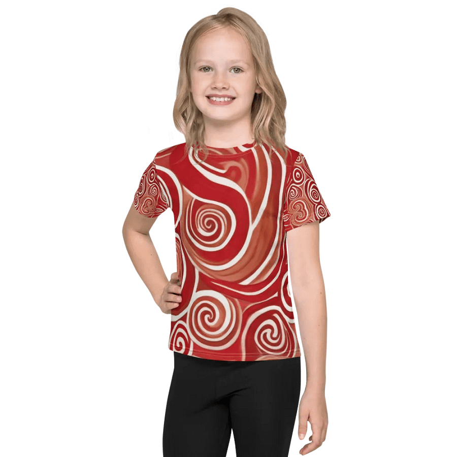 Funky Cherry Swirls Liquid Tie-Dye Kid's and Toddler's Crew Neck T-shirt product image (6)