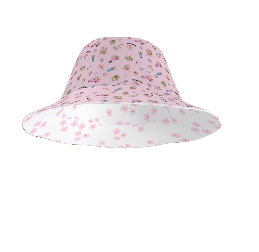 PINK DAISY COTTAGE PATTERN BUCKET HAT REVERSIBLE - Diesen Hut hat niemand ausser Dir ! product image (3)