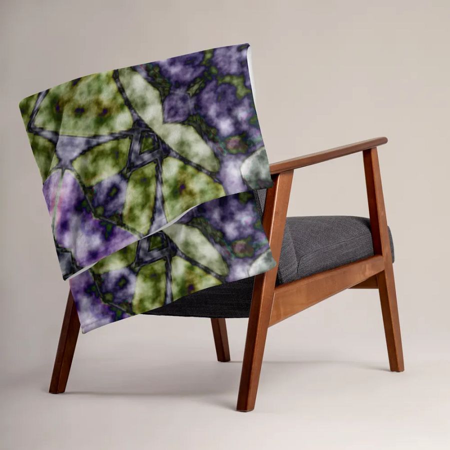 Bohemian 6 Pointed Madala Green and Purple/ Throw Blanket by Allcolor product image (6)