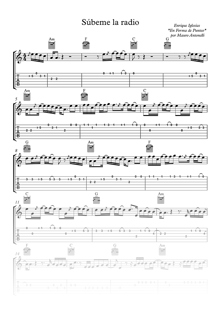 Súbeme la radio - Partitura + Tab + Acordes + Pista product image (1)