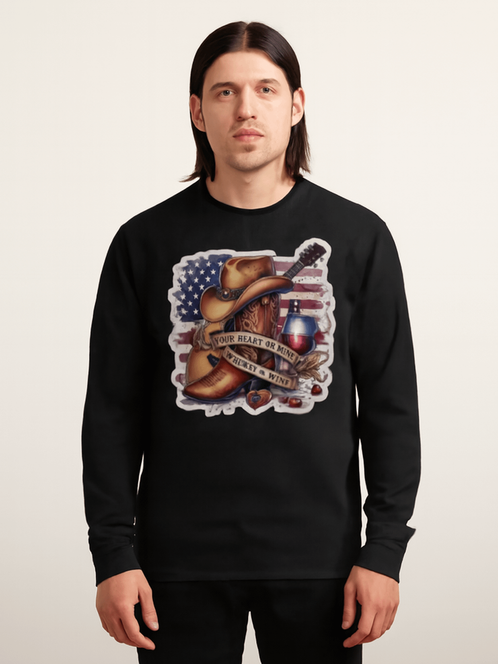 Your Heart or Mine, Whiskey or Wine - Western Vibes Long Sleeve T-Shirt product image (1)