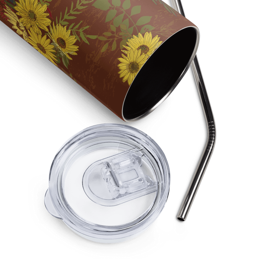 Helianthus Sunfllower 20-ounce Stainless Steel Tumbler with Straw - Red product image (4)