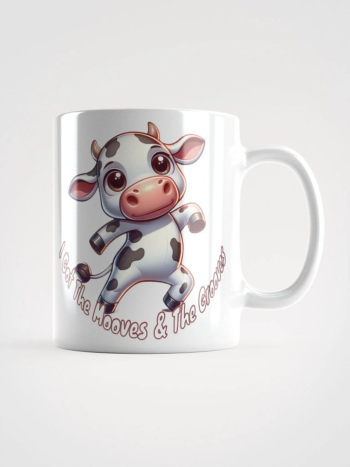 Adorable Dancing Cow Ceramic Mug - 'I Got The Mooves & The Grooves' Cute Cartoon Design product image (2)