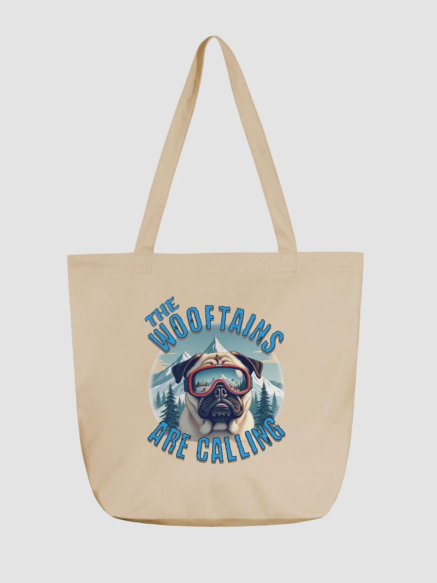 The Wooftains Are Calling Dog Pug Skiing Wanderlust Eco Tote product image (5)
