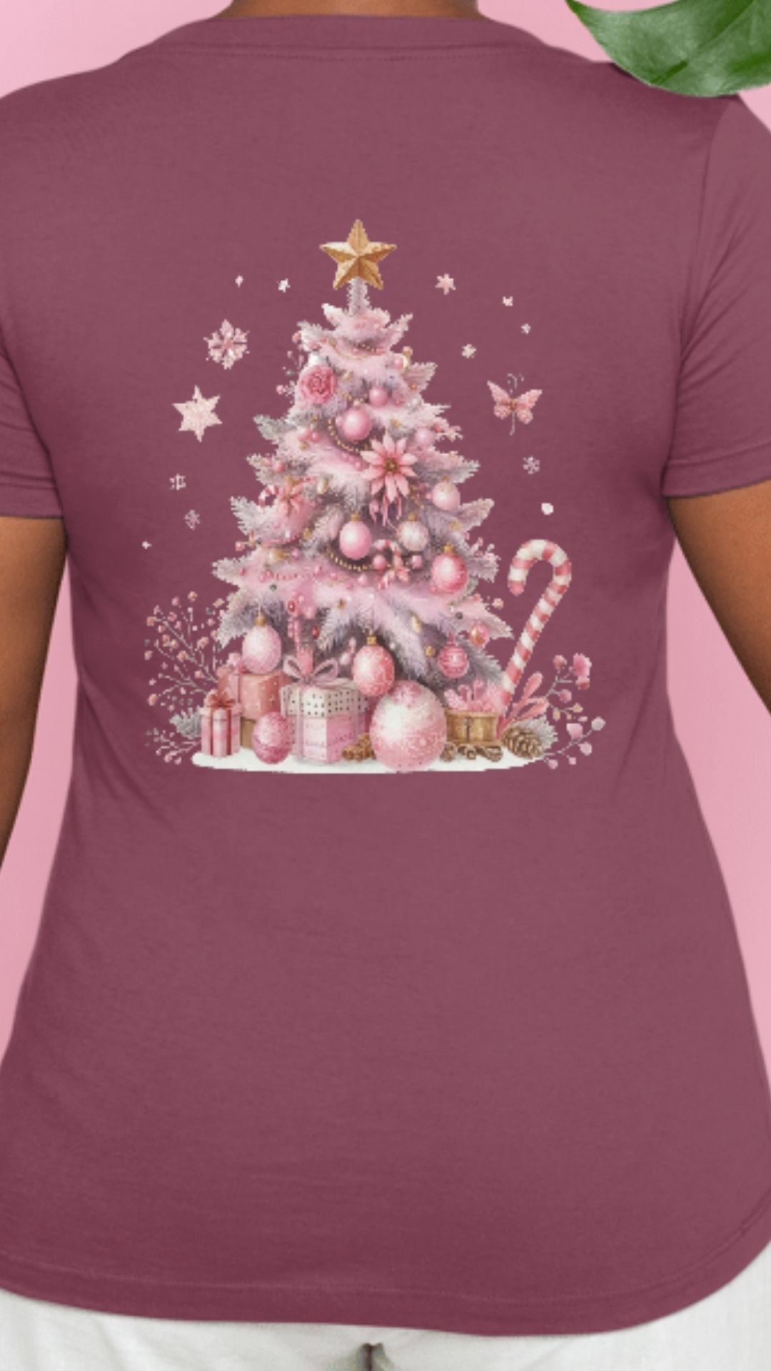 Merry & Bright T-Shirt | Merry and Bright Christmas Tee | Pink Christmas T-shirt | Festive Winter Shirt product image (4)
