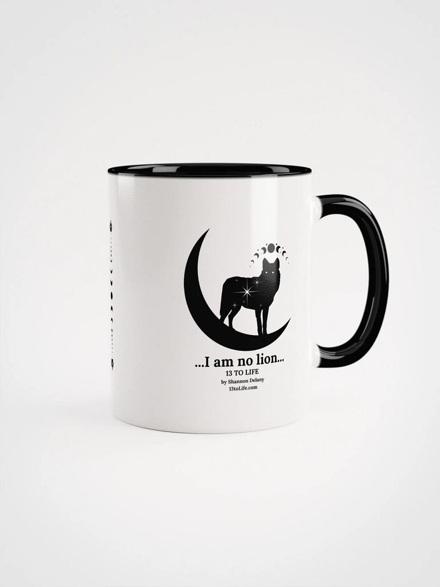 I Am No Lion – Wolf and Moon Mug – 13 TO LIFE Mug with Accent Color Interior and Handle product image (1)
