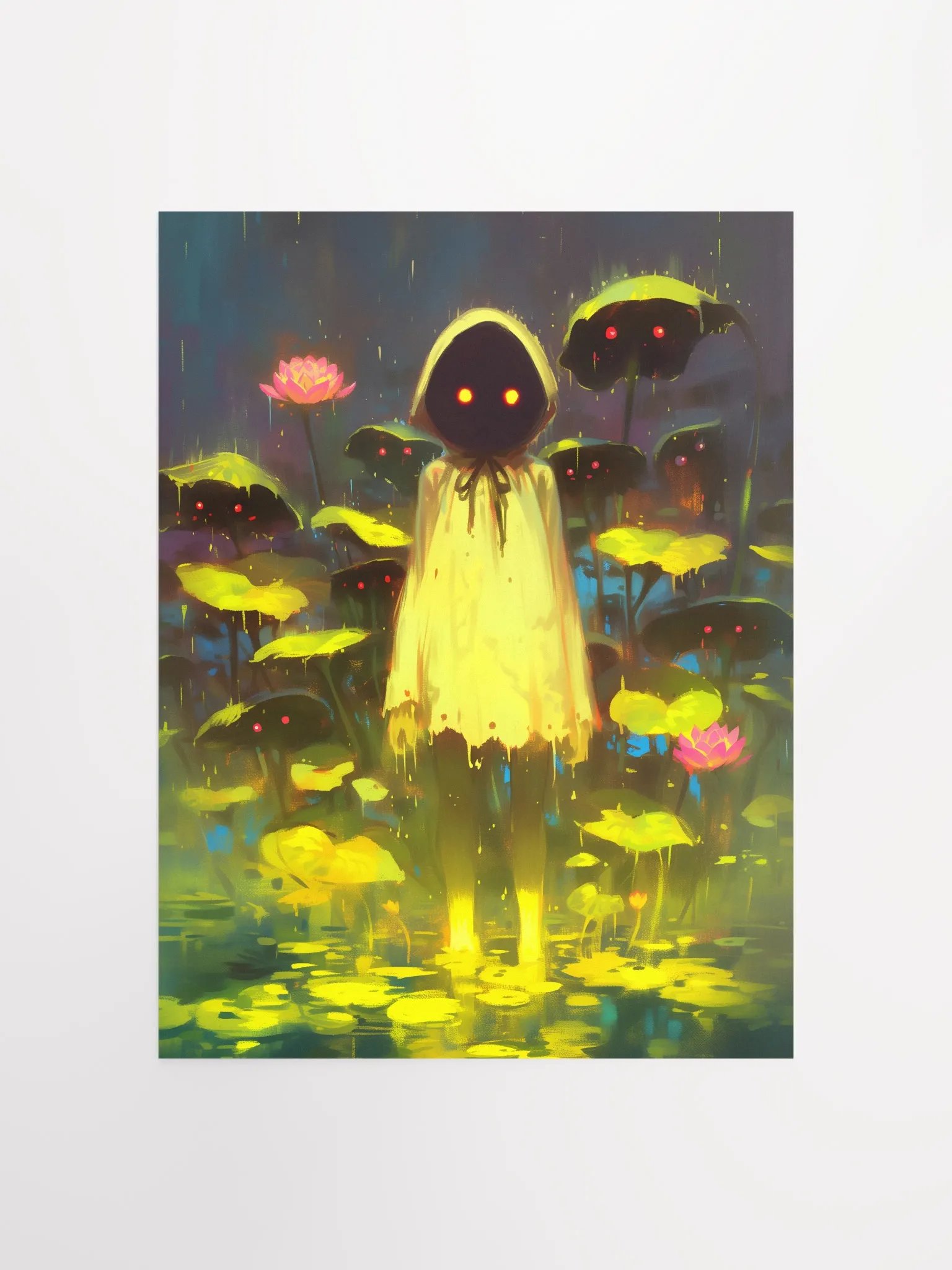 Glowing Eyes in the Rain: Matte Poster Print product image (1)