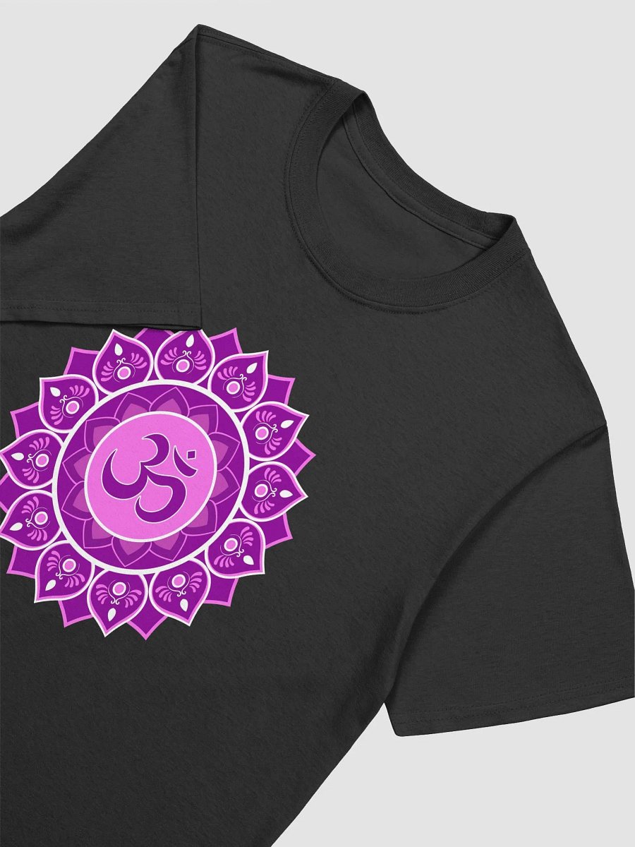 "Spiritual Om Symbol Mandala Unisex T-Shirt - Purple Harmony Design" product image (3)