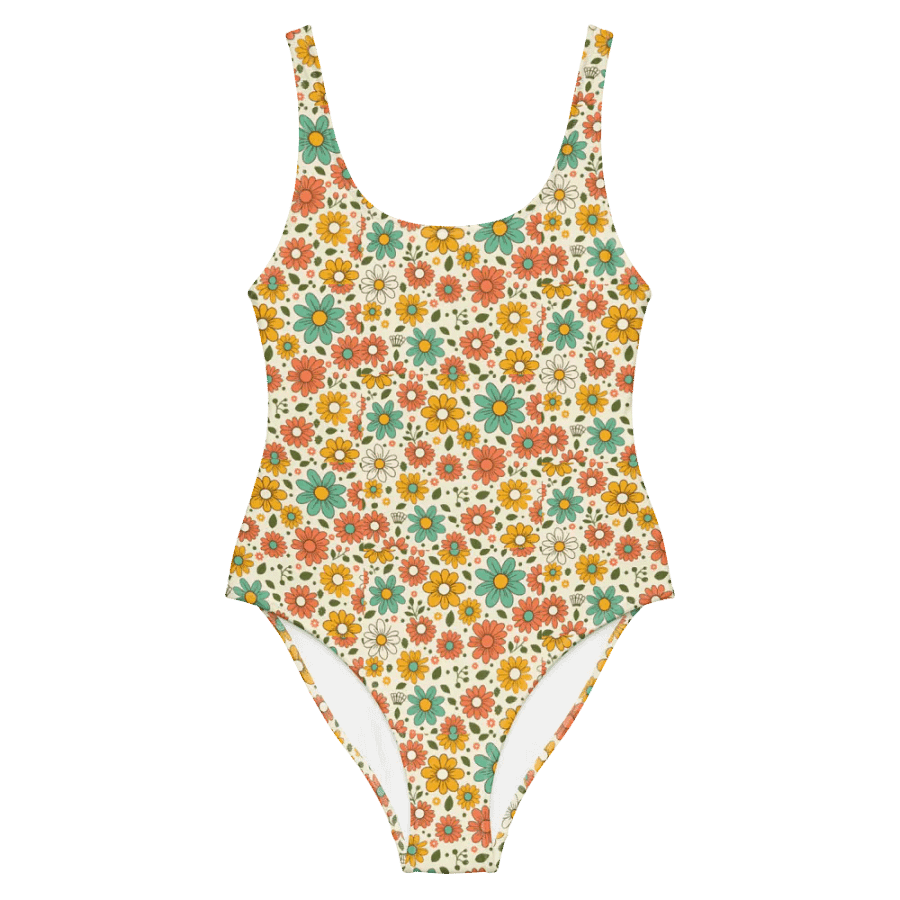 Retro Bloom One-Piece Swimsuit – Groovy Florals & Flattering Fit product image (2)