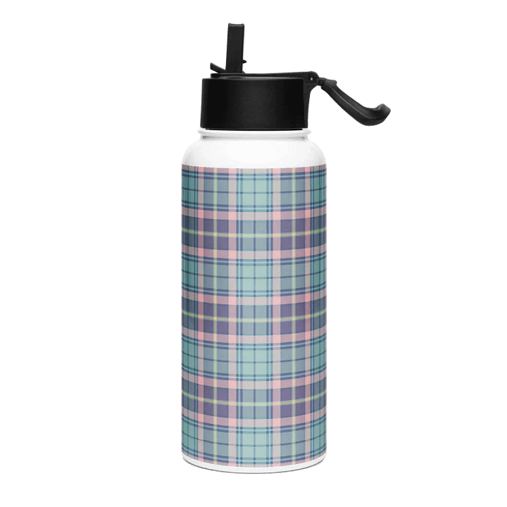 Light Green, Lavender, and Pink Plaid Water Bottle product image (2)