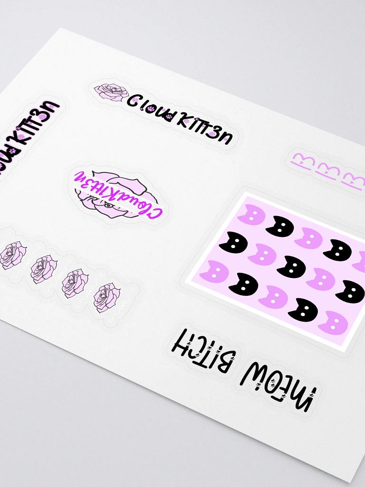 Kitten & Rose Sticker Sheet (lg) product image (2)