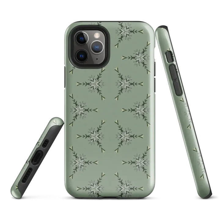 Tough Phone Case for iPhone® - Green Triangular Floral Geometric Pattern product image (1)