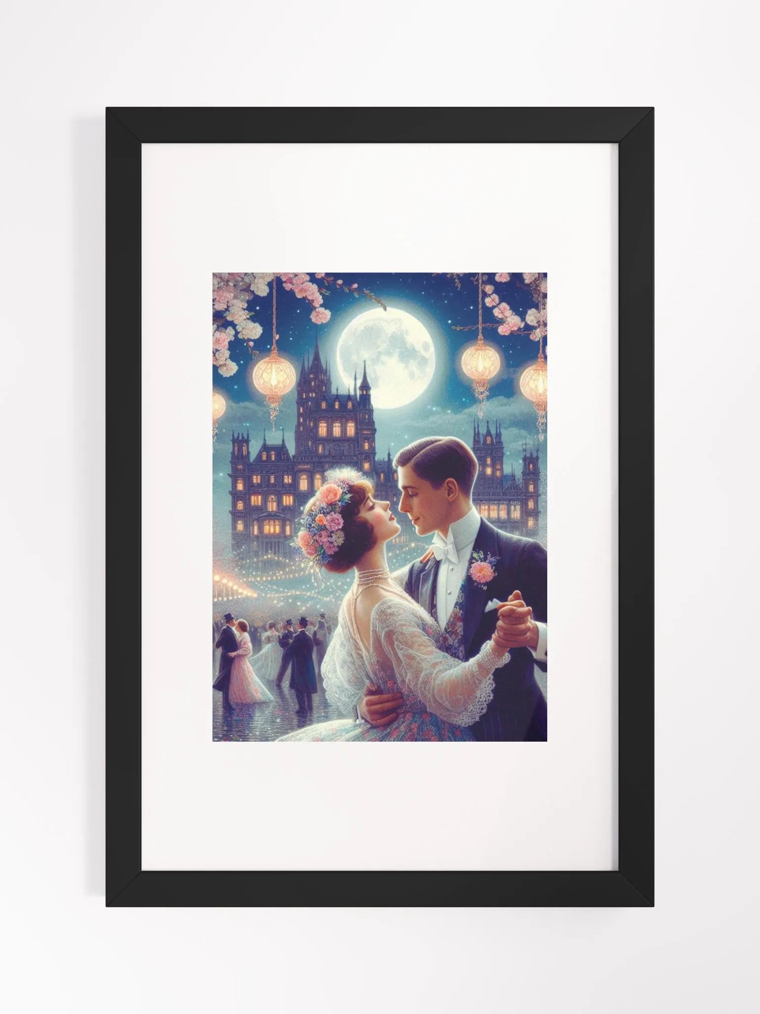 ⭐ Framed print + FREE digital PNG wallpaper. English Fairy Tale Summer Ball 1920s Ballroom music product image (1)