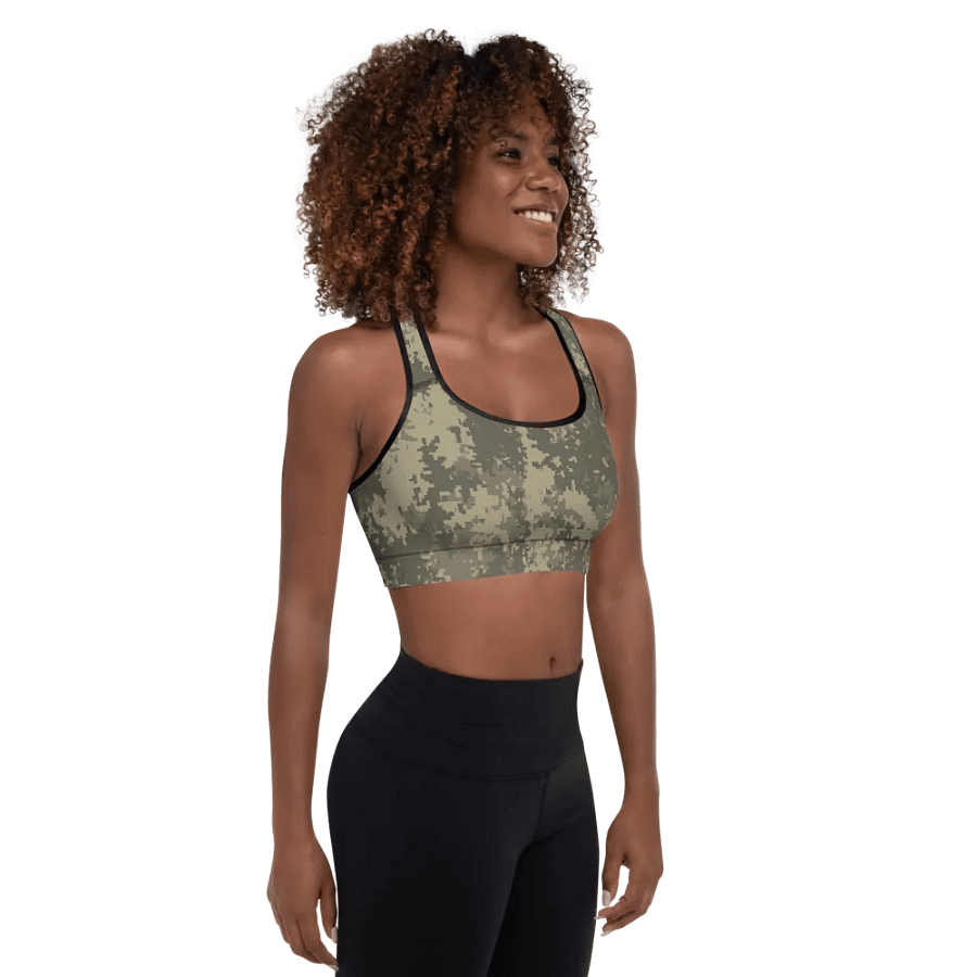 Stealthy Camo All-Over Sports Bra product image (6)