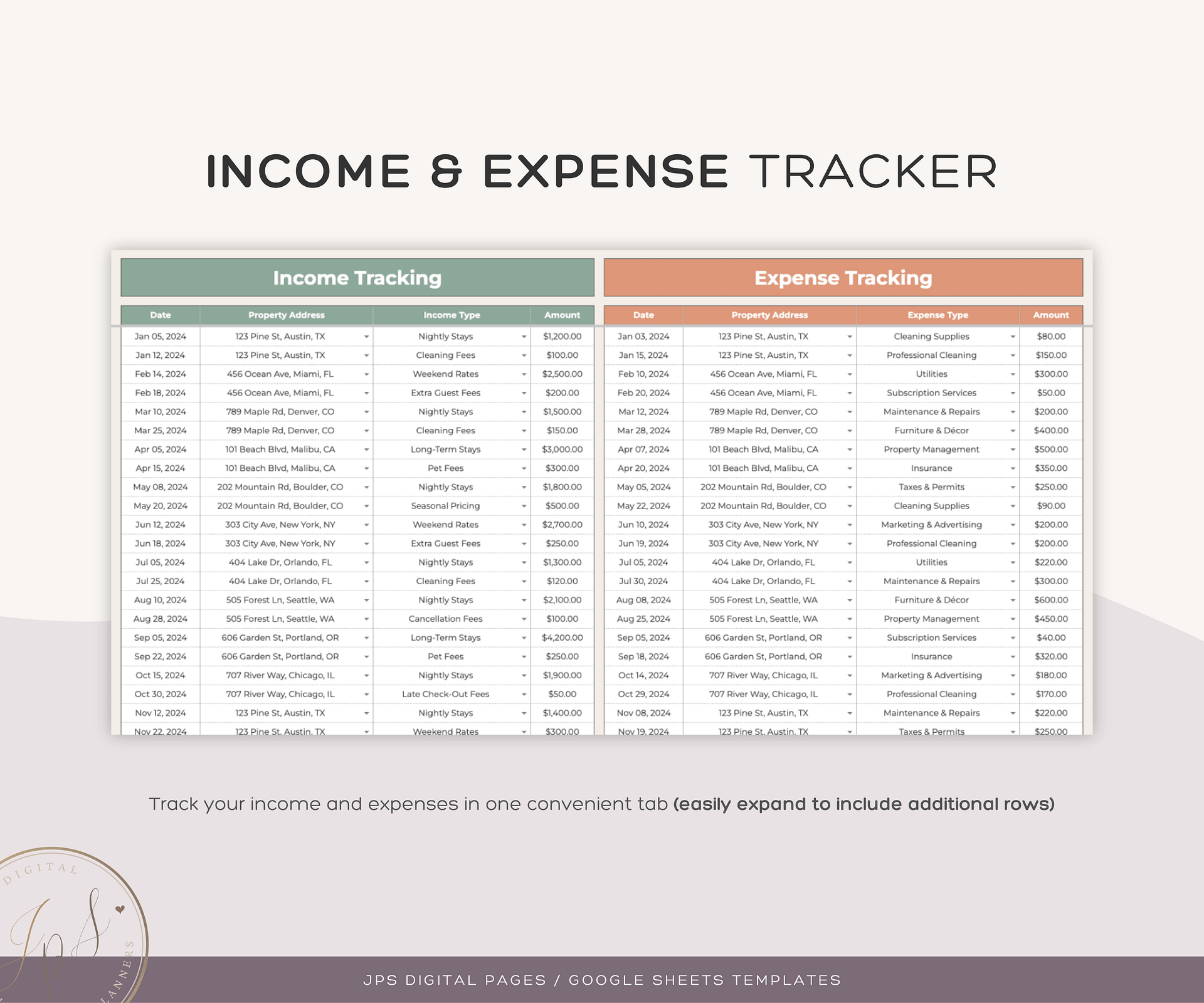 Airbnb Income and Expense Tracker Template | Google Sheets Template product image (4)
