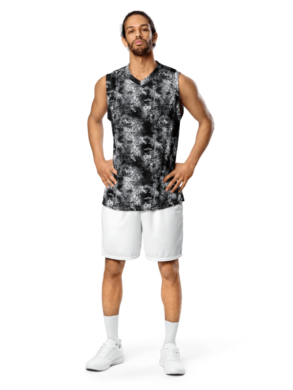 Black and White Graffiti | Recycled Unisex Basketball Jersey product image (1)