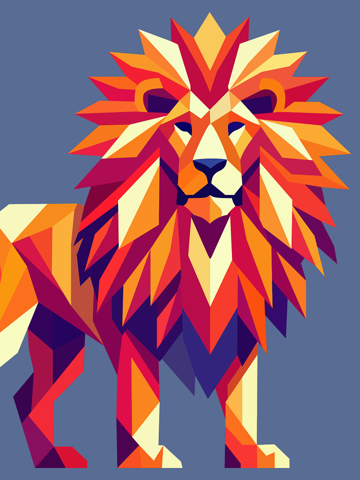 Free Geometric Lion PNG Art - Transparent Background, Low Poly Animal Illustration product image (1)
