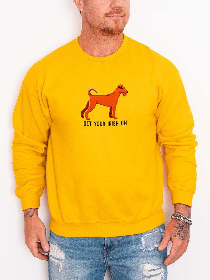 Get Your Irish On Sweatshirt (Embroidered) of an Irish Terrier(Red) product image (2)