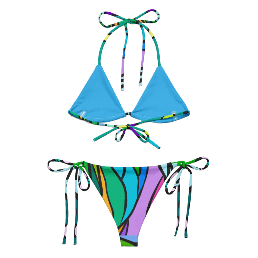Vibrant Mosaic Dreams String Bikini - Wave at Sunset product image (4)