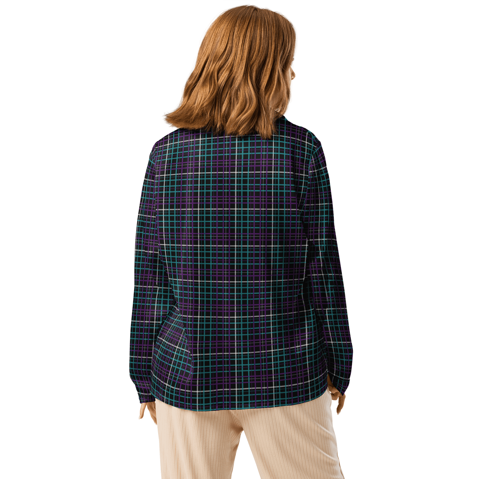 Black Plaid Long Sleeve Pajama Shirt product image (2)