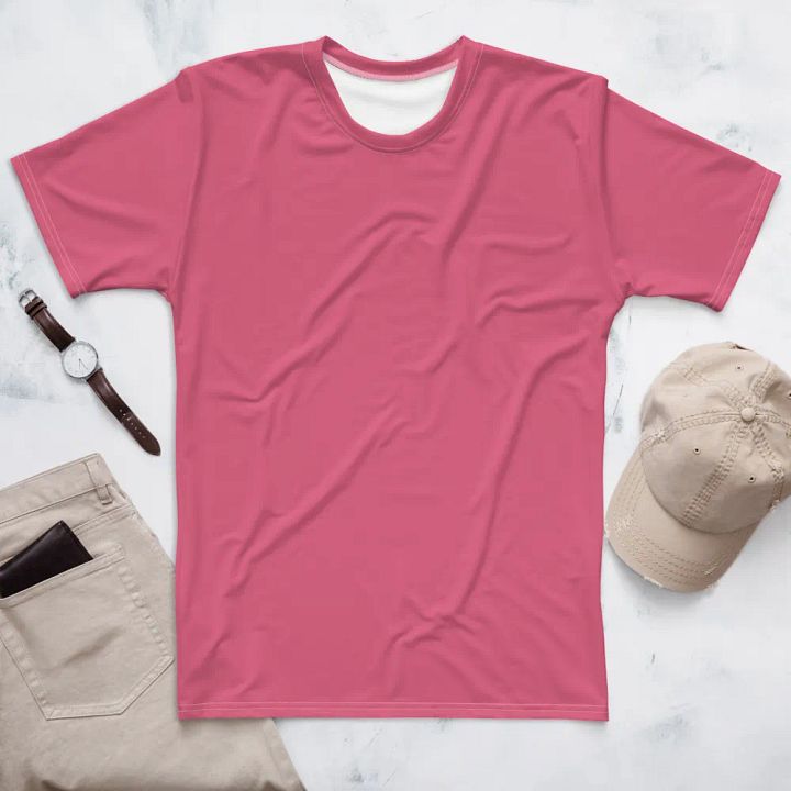 Plain Rosy Pink True Summer Men's Crewneck Polyester Heavyweight Premium T-Shirt by Treasure Pie product image (1)